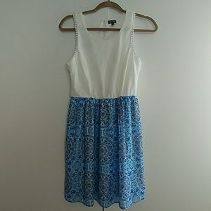 Lily Rose Blue and Ivory Sleeveless Dress